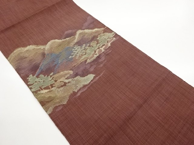 JAPANESE KIMONO / NAGOYA OBI / TSUMUGI / WOVEN MOUNTAIN SCENERY 